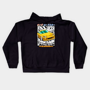 Yellow Honda S2000 Roadster Street Racing Kids Hoodie